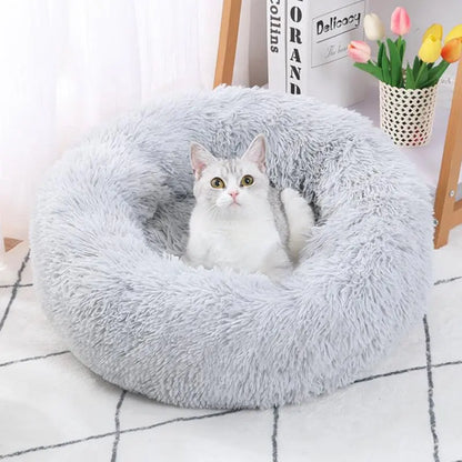 Round Plush Cat Bed, Soft Sleeping Cat Nest, Warm Fleeced Cat Cave, Cute Pet Condo for Cats & Dogs, Pet Supplies (It Is Recommended to Take One Size Larger)