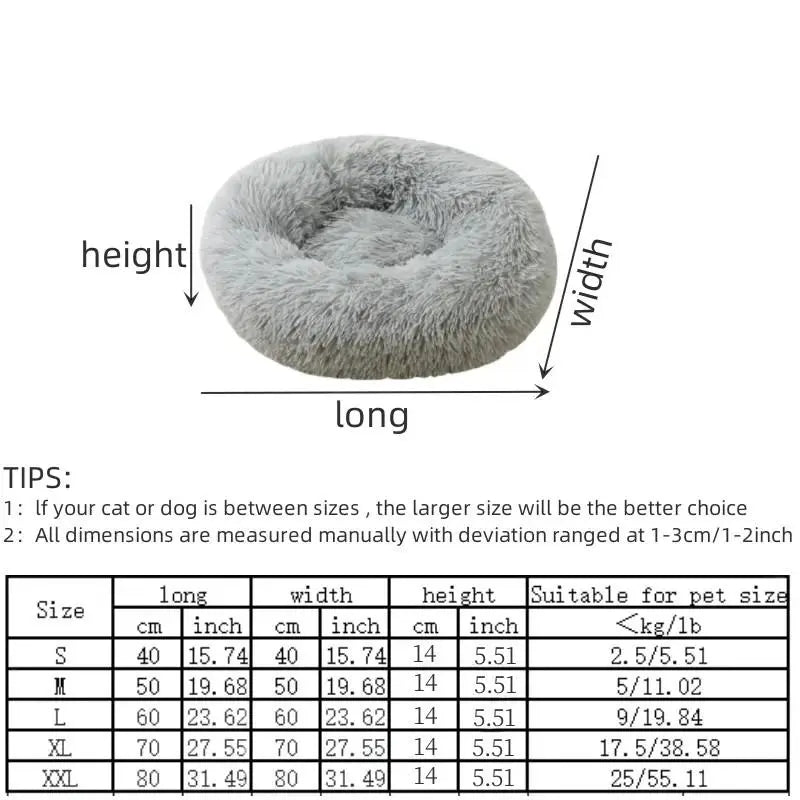 Round Plush Cat Bed, Soft Sleeping Cat Nest, Warm Fleeced Cat Cave, Cute Pet Condo for Cats & Dogs, Pet Supplies (It Is Recommended to Take One Size Larger)