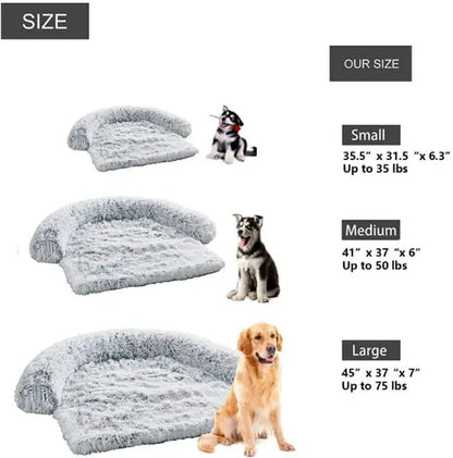 Dekeyoo Waterproof Calming Dog Bed, Pet Couch Large(45*37*6"), Silver Gray