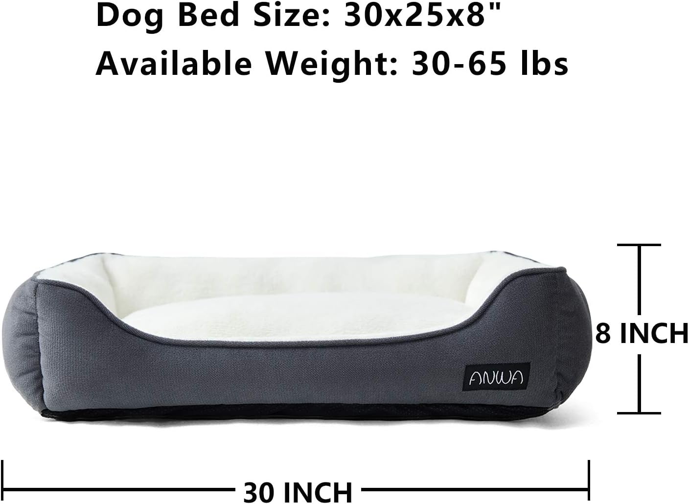 Dog Bed Medium Dogs, Large Pet Bed, Washable Dog Bed for Large Dogs Deep Grey 24 Inch