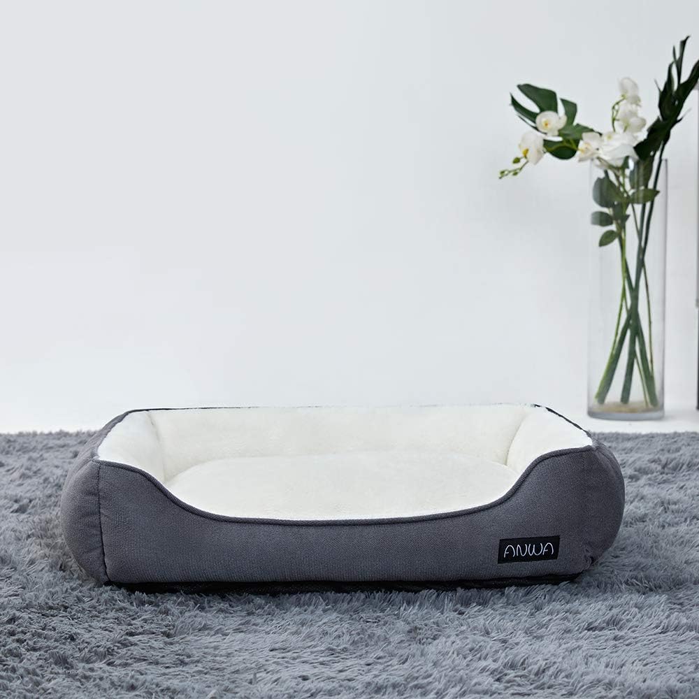 Dog Bed Medium Dogs, Large Pet Bed, Washable Dog Bed for Large Dogs Deep Grey 24 Inch