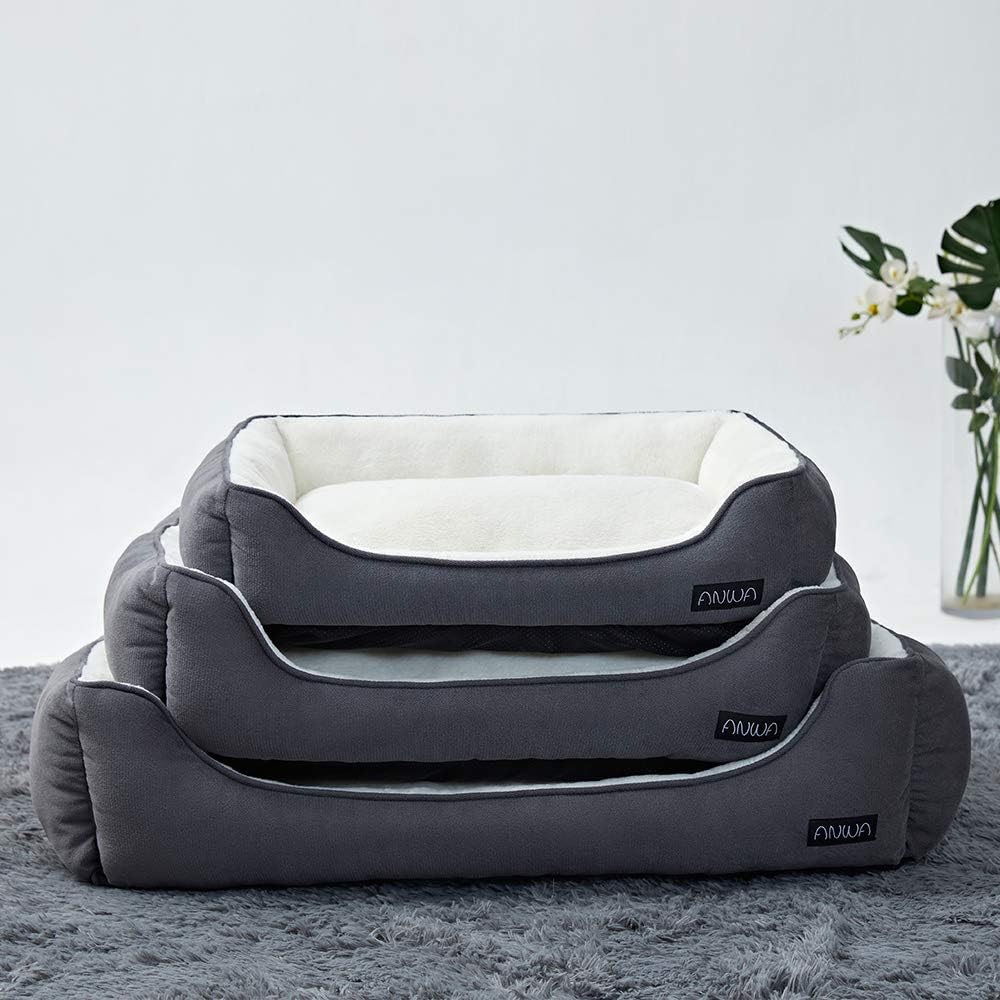 Dog Bed Medium Dogs, Large Pet Bed, Washable Dog Bed for Large Dogs Deep Grey 24 Inch