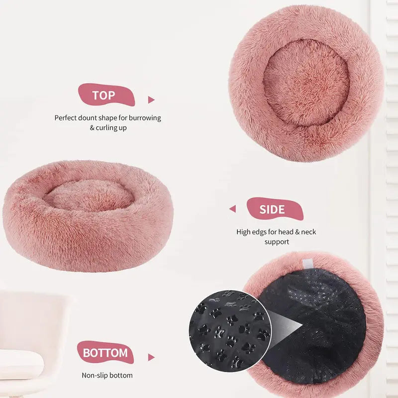 Round Shaped Pet Bed, 1 Count Plush Pet Nest, Soft & Comfy Pet Bed for Dog & Cat, Pet Supplies