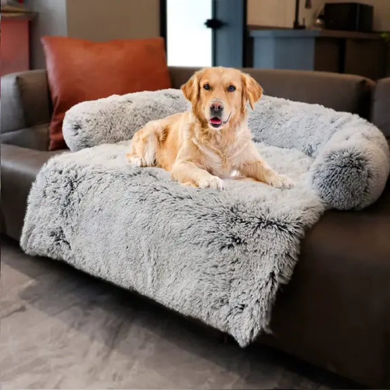 Dekeyoo Waterproof Calming Dog Bed, Pet Couch Large(45*37*6"), Silver Gray